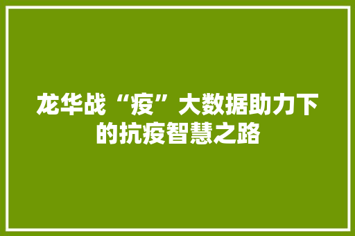 龙华战“疫”大数据助力下的抗疫智慧之路
