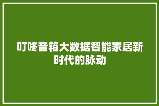 叮咚音箱大数据智能家居新时代的脉动