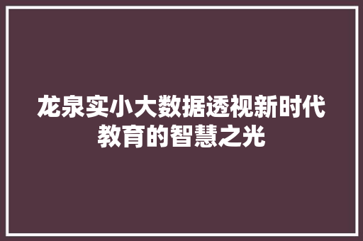龙泉实小大数据透视新时代教育的智慧之光  第1张
