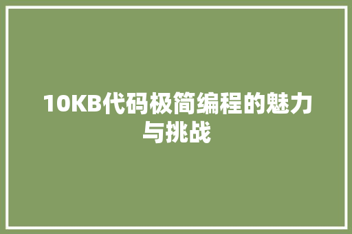 10KB代码极简编程的魅力与挑战