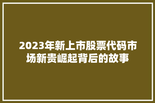 2023年新上市股票代码市场新贵崛起背后的故事