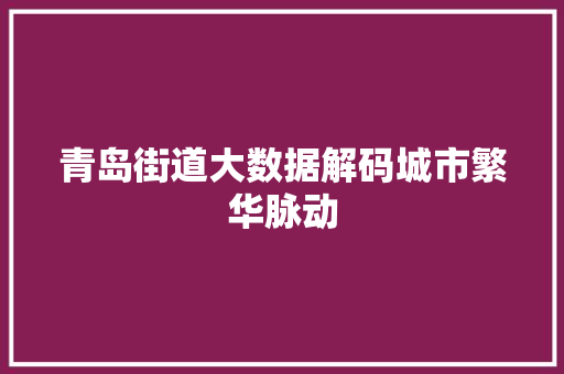 青岛街道大数据解码城市繁华脉动