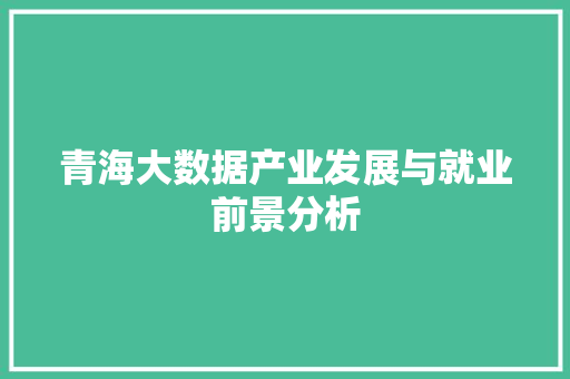 青海大数据产业发展与就业前景分析  第1张