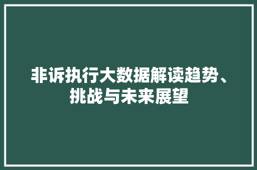 非诉执行大数据解读趋势、挑战与未来展望