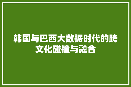韩国与巴西大数据时代的跨文化碰撞与融合  第1张