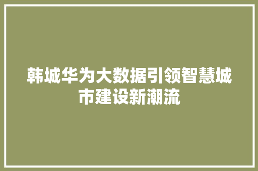 韩城华为大数据引领智慧城市建设新潮流