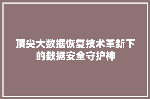 顶尖大数据恢复技术革新下的数据安全守护神