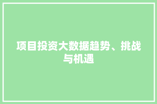 项目投资大数据趋势、挑战与机遇  第1张