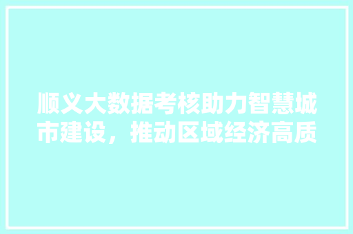 顺义大数据考核助力智慧城市建设，推动区域经济高质量发展  第1张