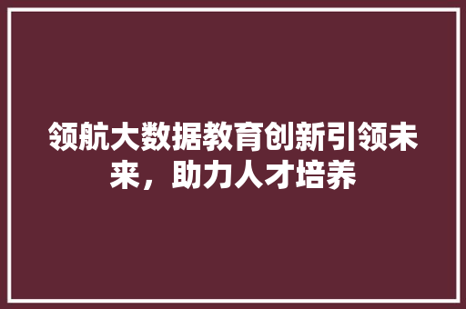 领航大数据教育创新引领未来，助力人才培养