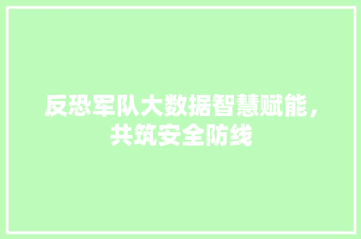 反恐军队大数据智慧赋能，共筑安全防线