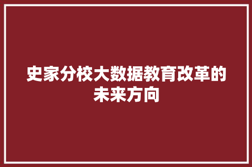 史家分校大数据教育改革的未来方向