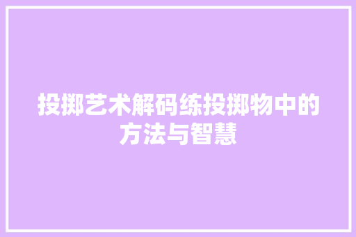 投掷艺术解码练投掷物中的方法与智慧