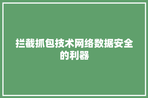 拦截抓包技术网络数据安全的利器