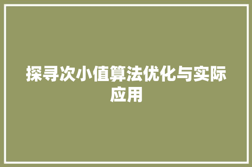 探寻次小值算法优化与实际应用