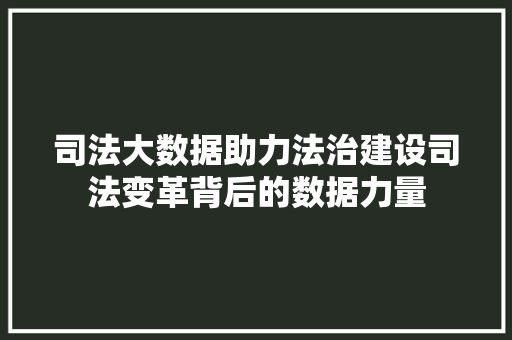 司法大数据助力法治建设司法变革背后的数据力量  第1张