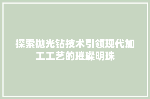 探索抛光钻技术引领现代加工工艺的璀璨明珠  第1张