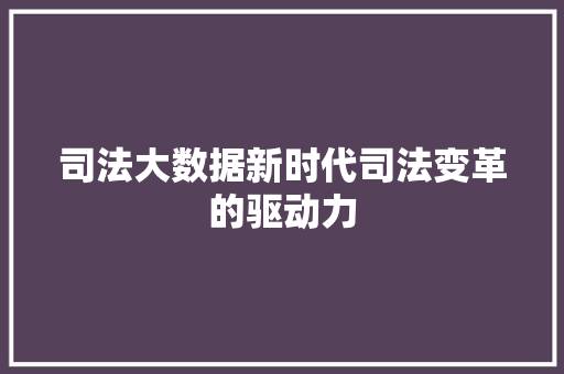 司法大数据新时代司法变革的驱动力  第1张