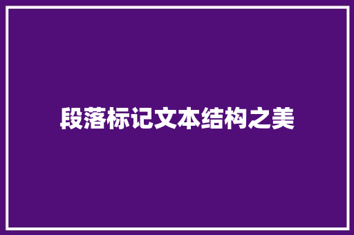 段落标记文本结构之美