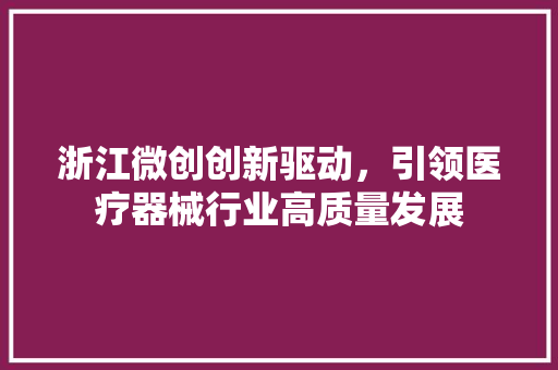 浙江微创创新驱动，引领医疗器械行业高质量发展