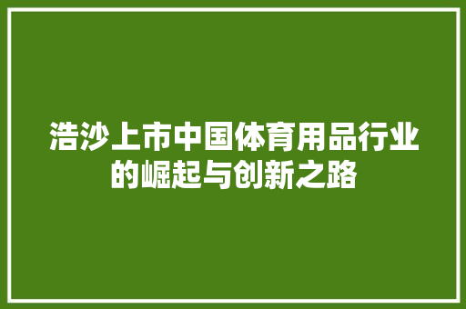 浩沙上市中国体育用品行业的崛起与创新之路