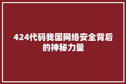 424代码我国网络安全背后的神秘力量
