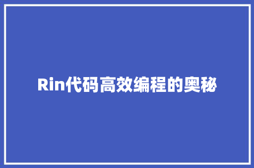 Rin代码高效编程的奥秘