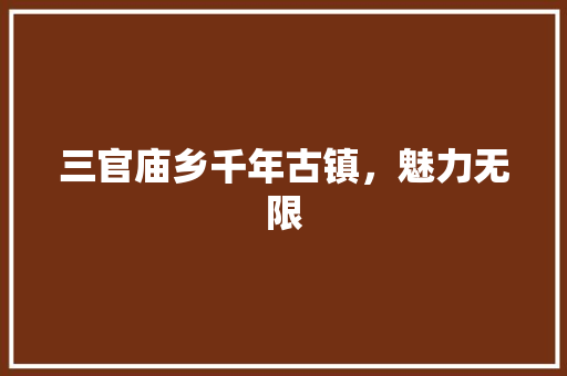 三官庙乡千年古镇，魅力无限