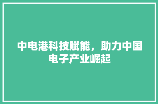 中电港科技赋能，助力中国电子产业崛起  第1张
