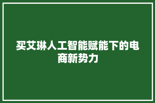 买艾琳人工智能赋能下的电商新势力  第1张