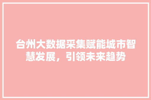 台州大数据采集赋能城市智慧发展，引领未来趋势  第1张
