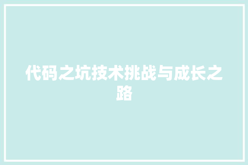 代码之坑技术挑战与成长之路