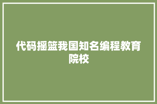代码摇篮我国知名编程教育院校