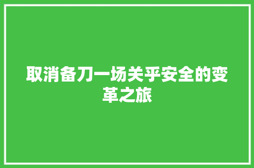 取消备刀一场关乎安全的变革之旅