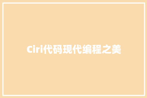 Ciri代码现代编程之美