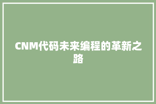 CNM代码未来编程的革新之路