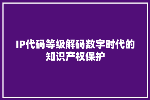 IP代码等级解码数字时代的知识产权保护