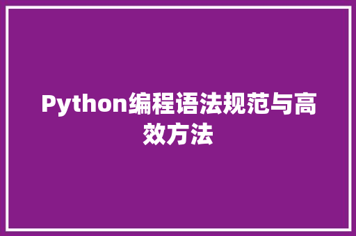 Python编程语法规范与高效方法