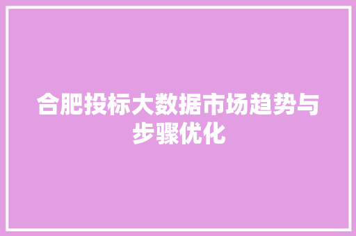 合肥投标大数据市场趋势与步骤优化  第1张