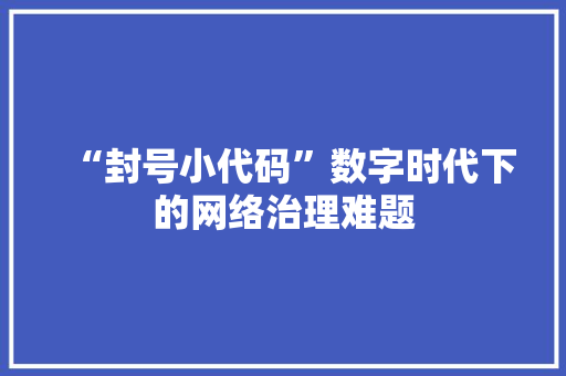 “封号小代码”数字时代下的网络治理难题