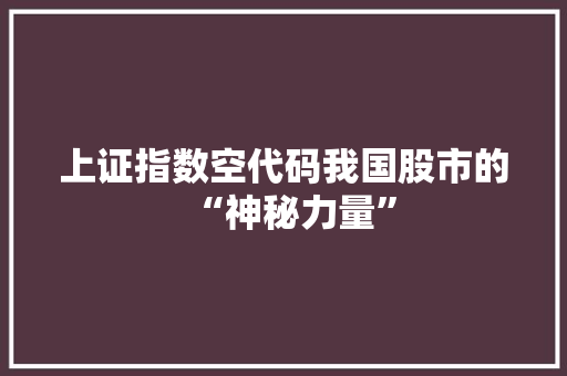 上证指数空代码我国股市的“神秘力量”
