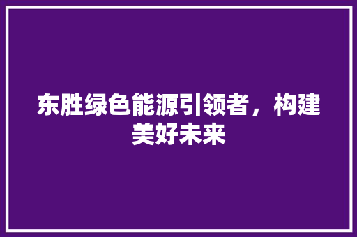 东胜绿色能源引领者，构建美好未来