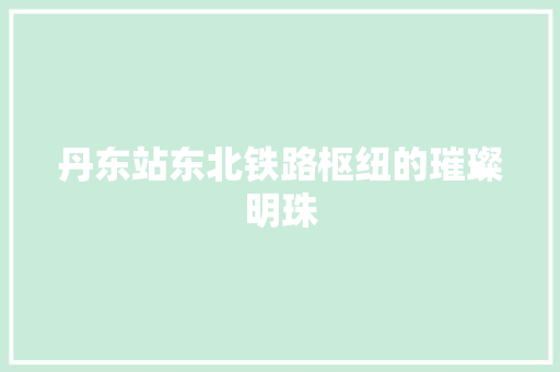 丹东站东北铁路枢纽的璀璨明珠  第1张