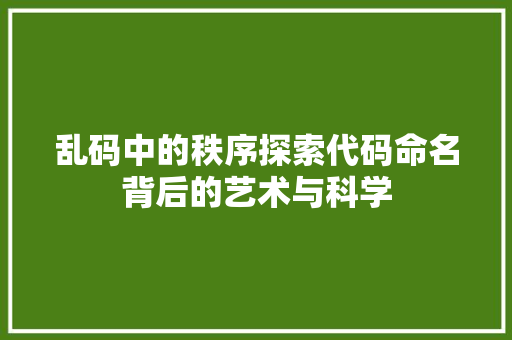 乱码中的秩序探索代码命名背后的艺术与科学
