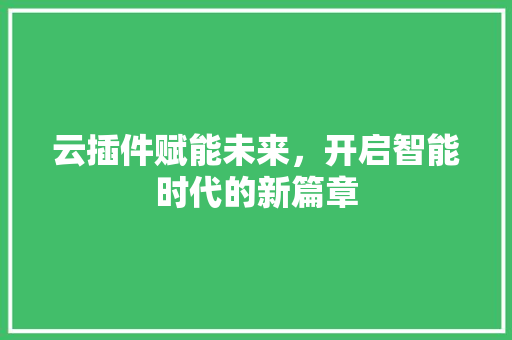 云插件赋能未来，开启智能时代的新篇章