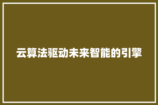 云算法驱动未来智能的引擎