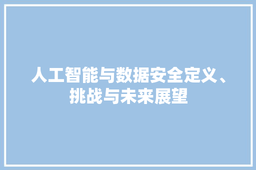 人工智能与数据安全定义、挑战与未来展望