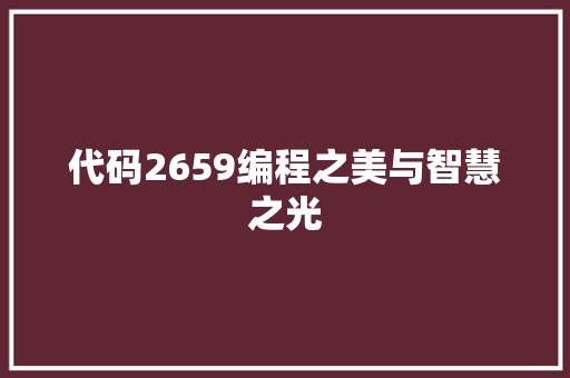 代码2659编程之美与智慧之光