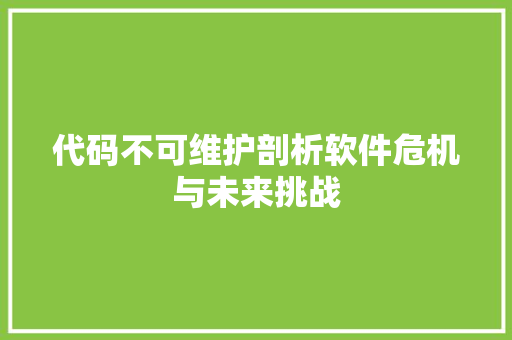 代码不可维护剖析软件危机与未来挑战