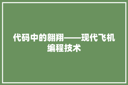 代码中的翱翔——现代飞机编程技术